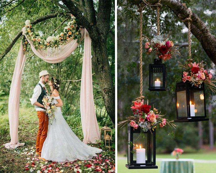 rustic wedding, trees, nafplio, lanterns